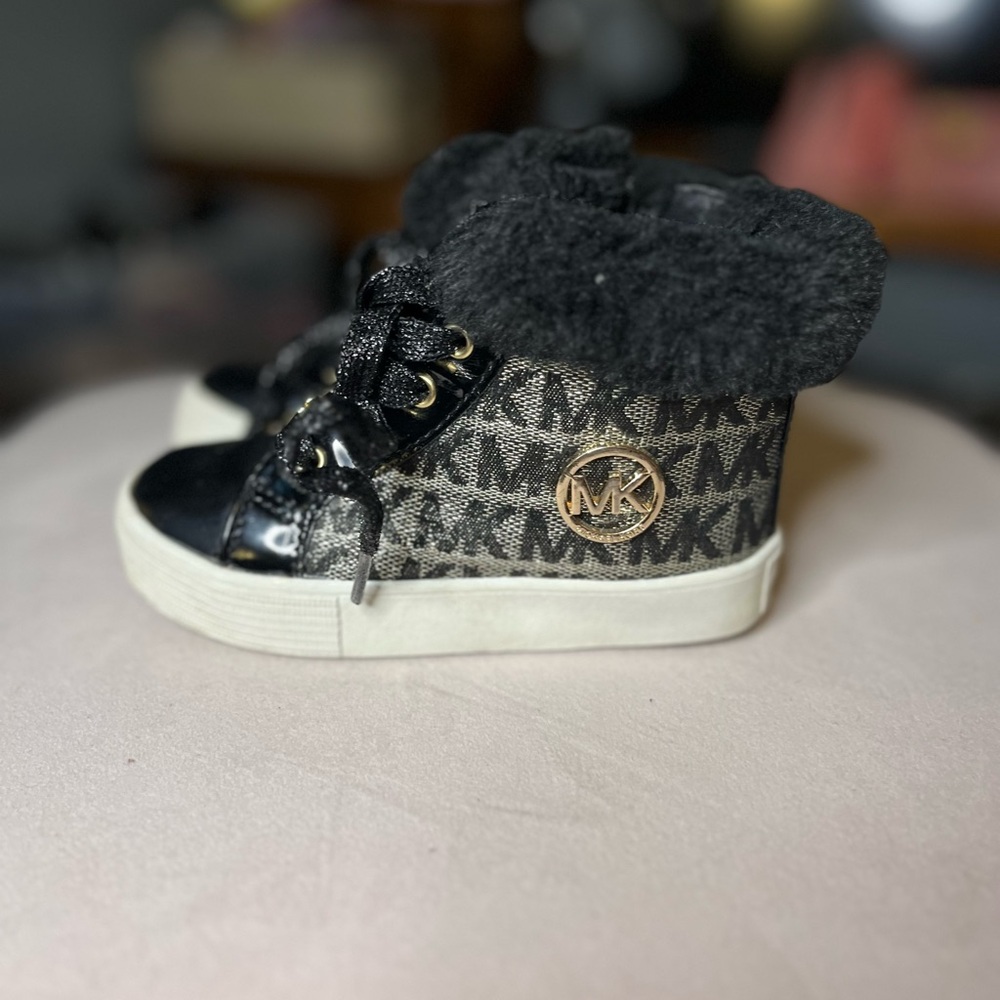 Michael Kors Black and Gold High-Top Boots